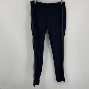Vince tuxedo stripe skinny pants trousers navy blue wool stretch gray women 2